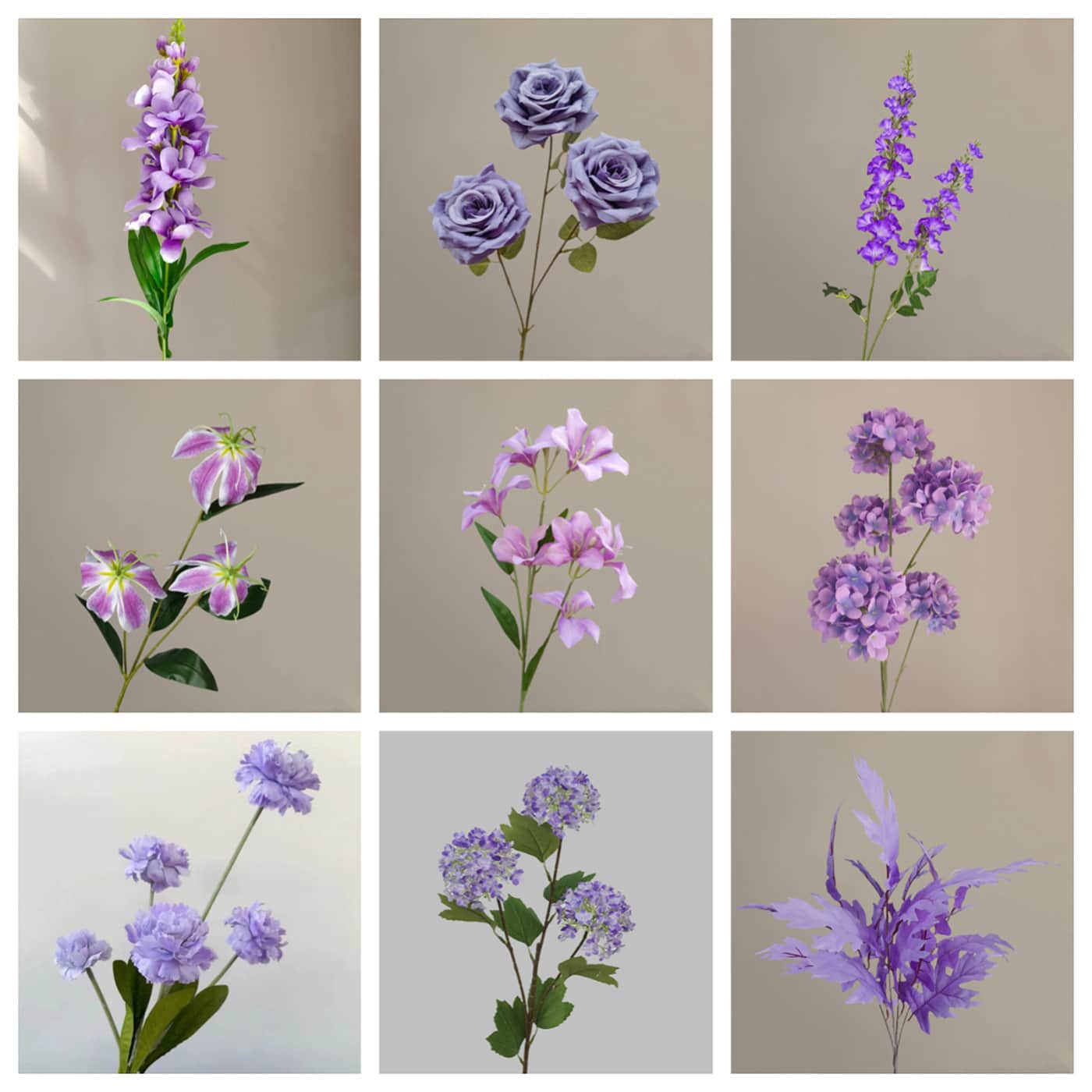 Purple color artificial flower event wedding flowers rose butterfly lily hydrangea fake flower