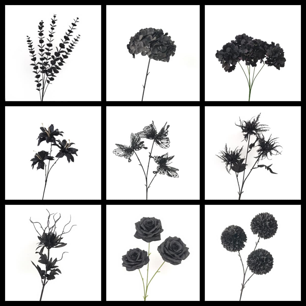 Black artificial flowers wedding flowers arrangement