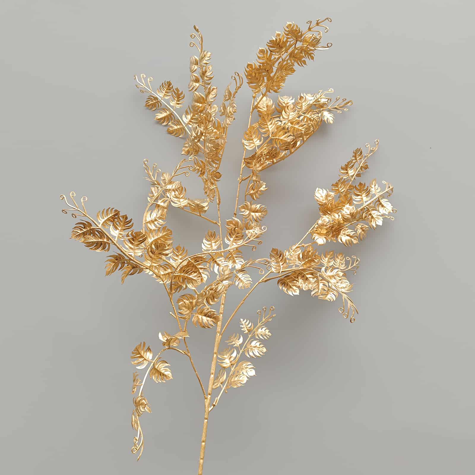 Gold artificial flower arrangement gold leaves gold color faux flower 