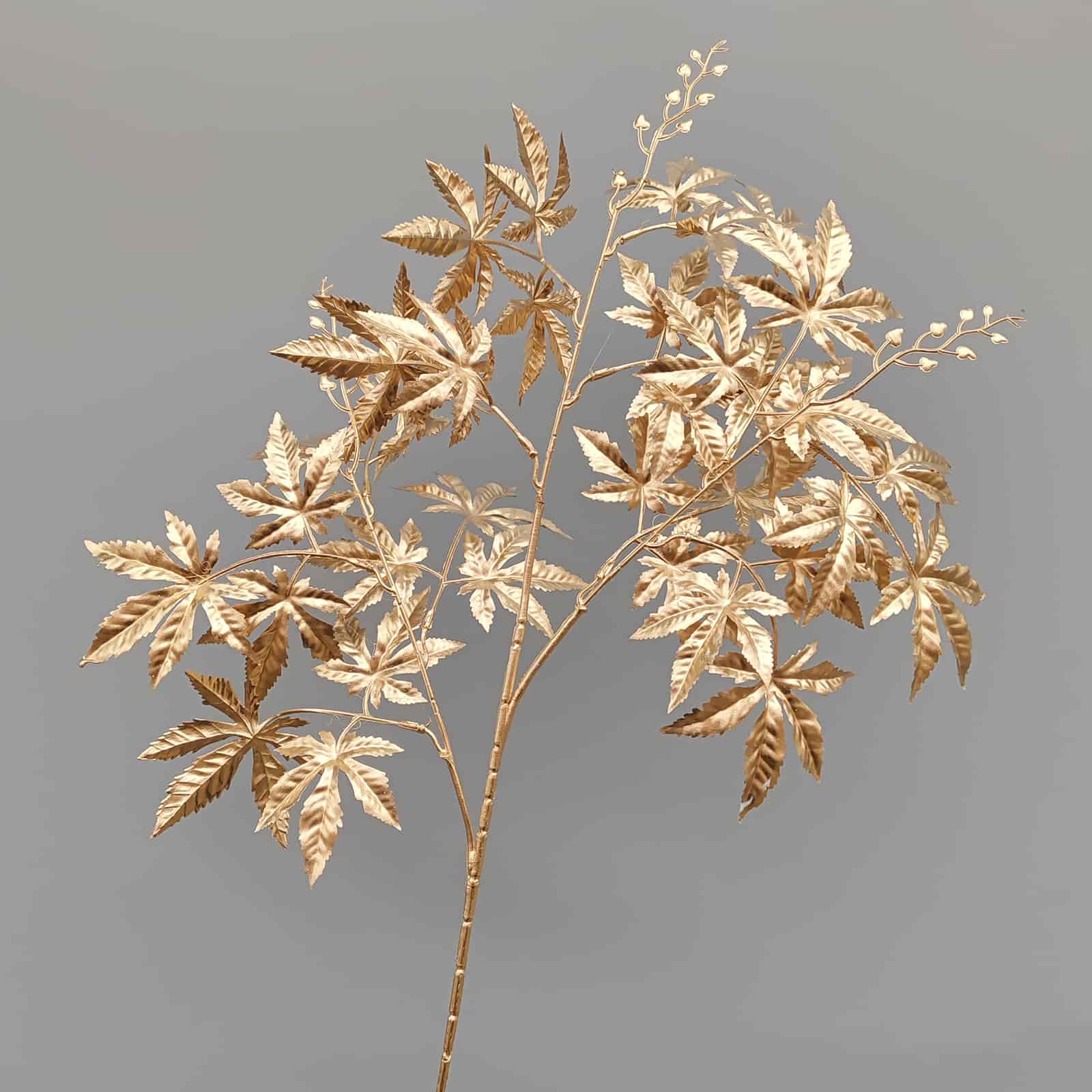 Gold artificial flower arrangement gold leaves gold color faux flower 