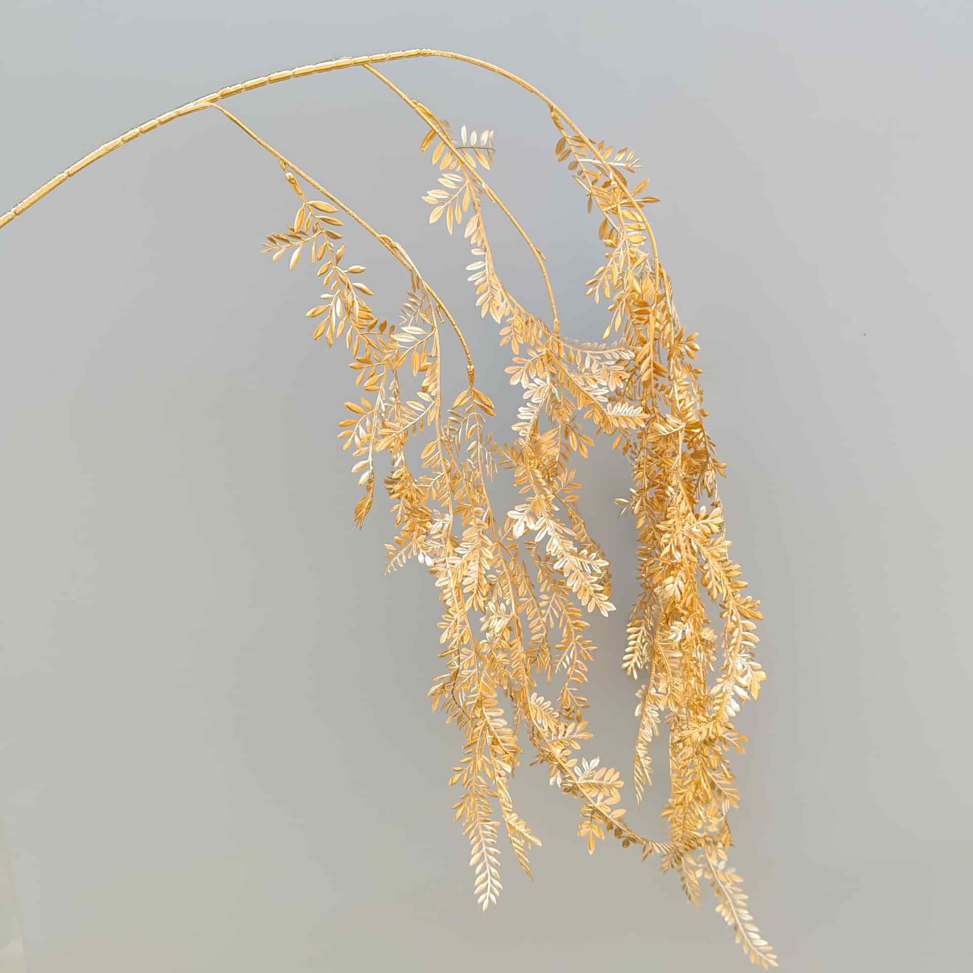 Gold artificial flower arrangement gold leaves gold color faux flower 