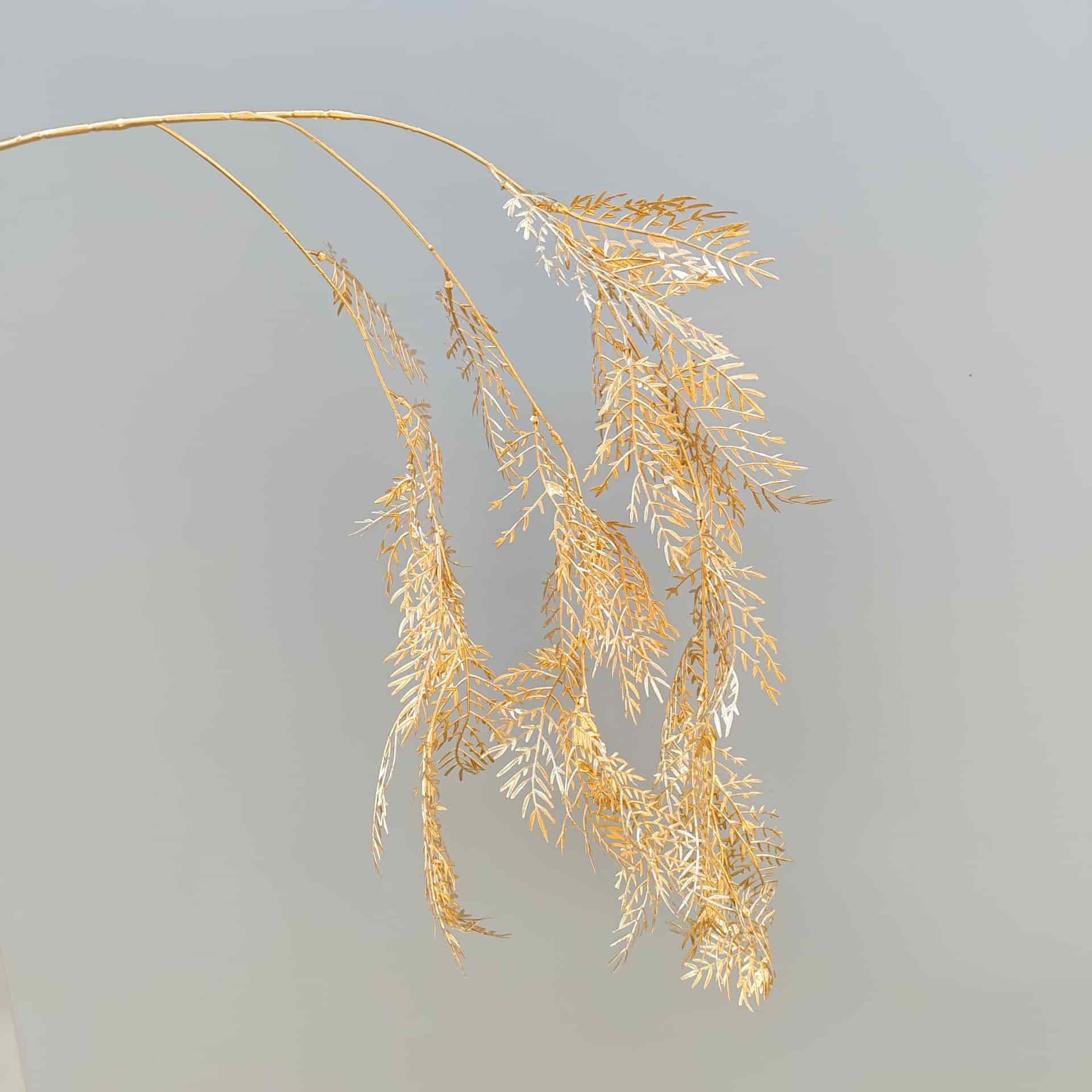 Gold artificial flower arrangement gold leaves gold color faux flower 