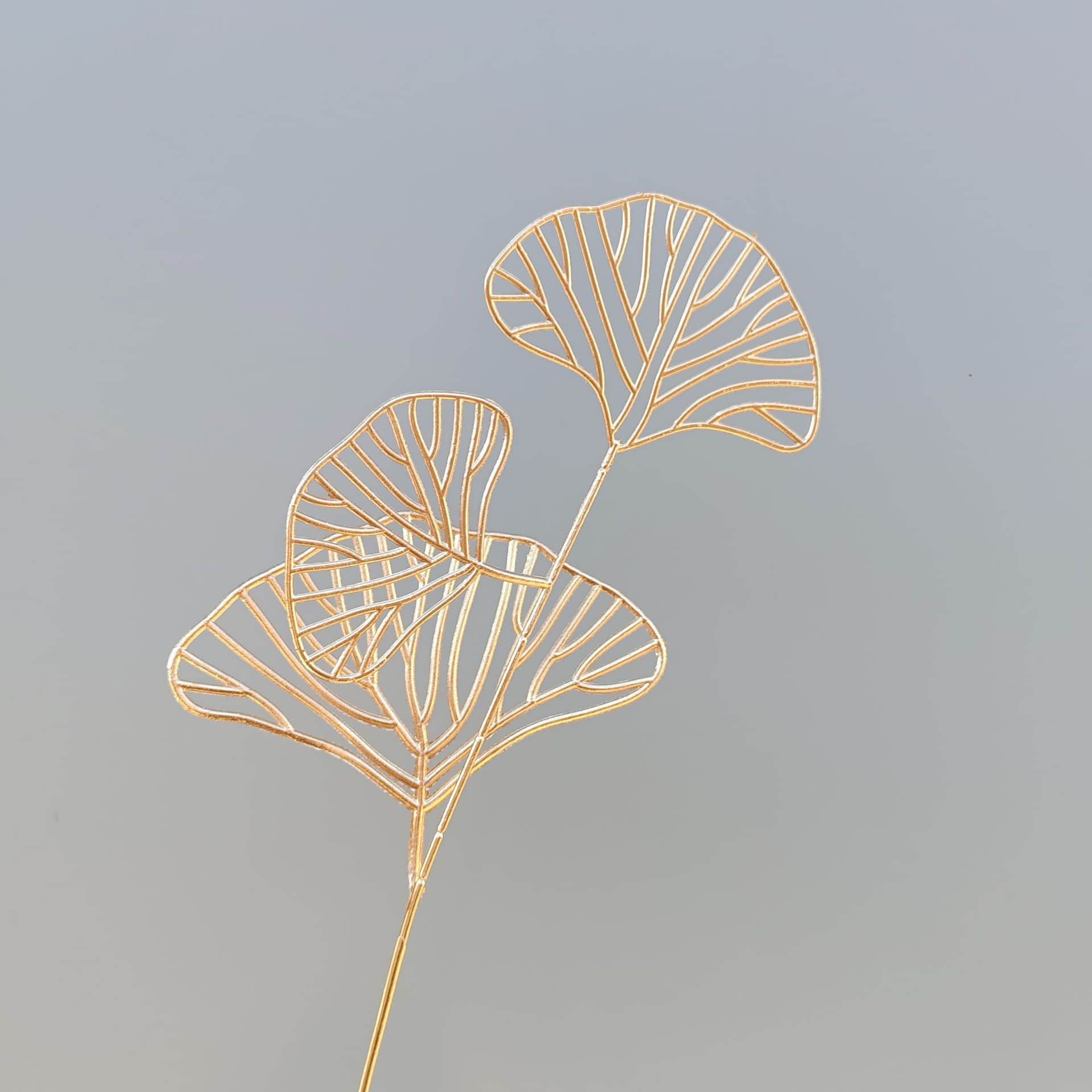 Gold artificial flower arrangement gold leaves gold color faux flower 