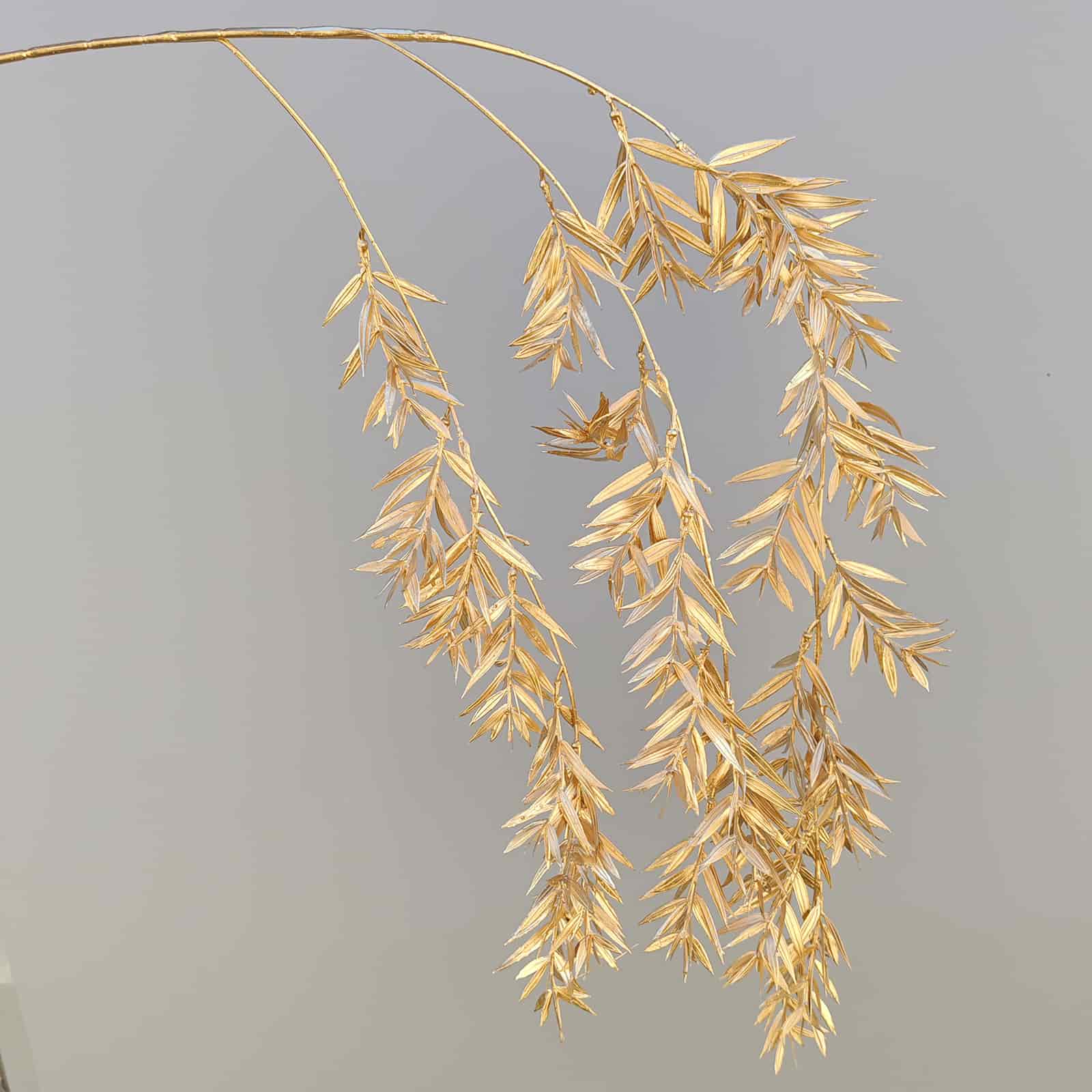 Gold artificial flower arrangement gold leaves gold color faux flower 