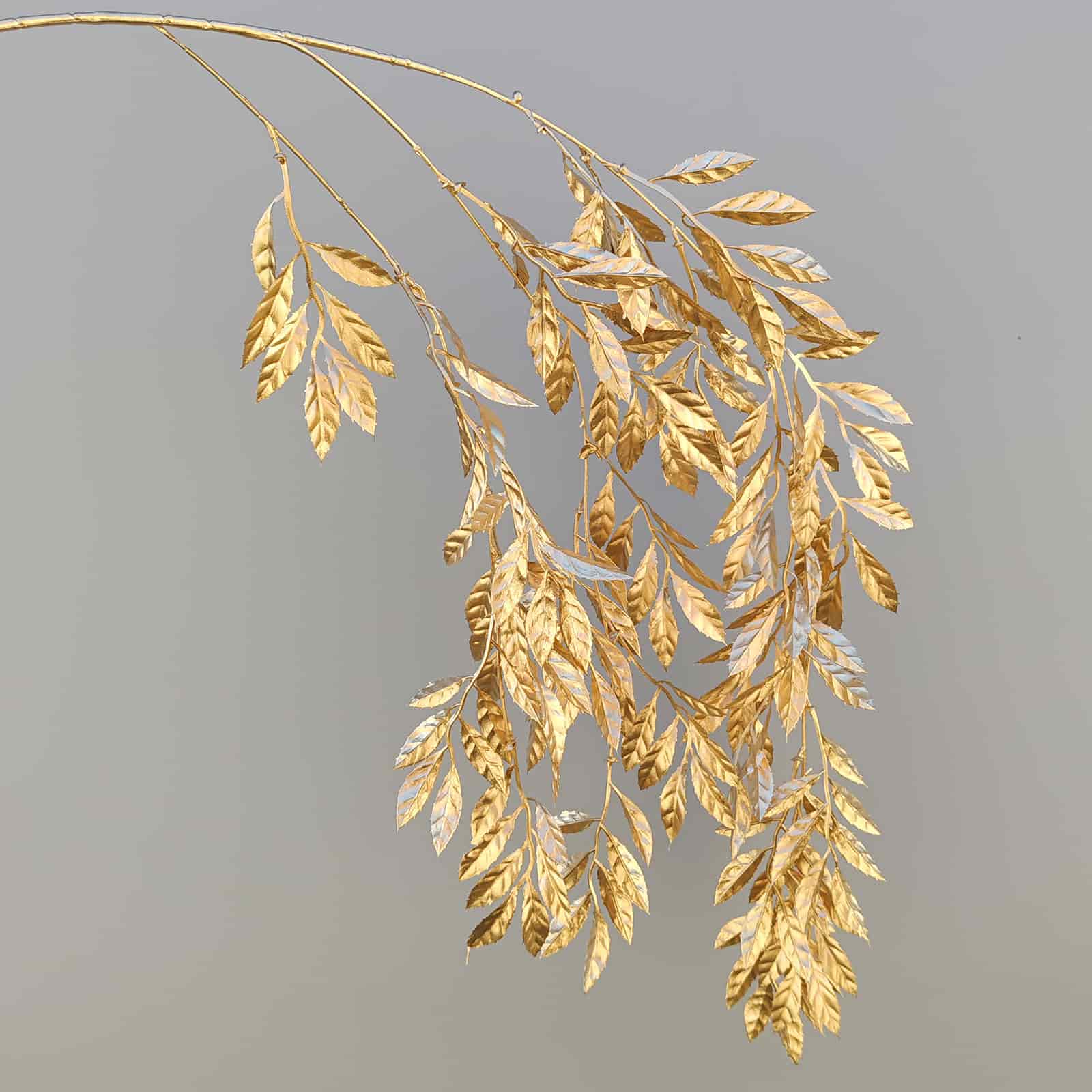 Gold artificial flower arrangement gold leaves gold color faux flower 
