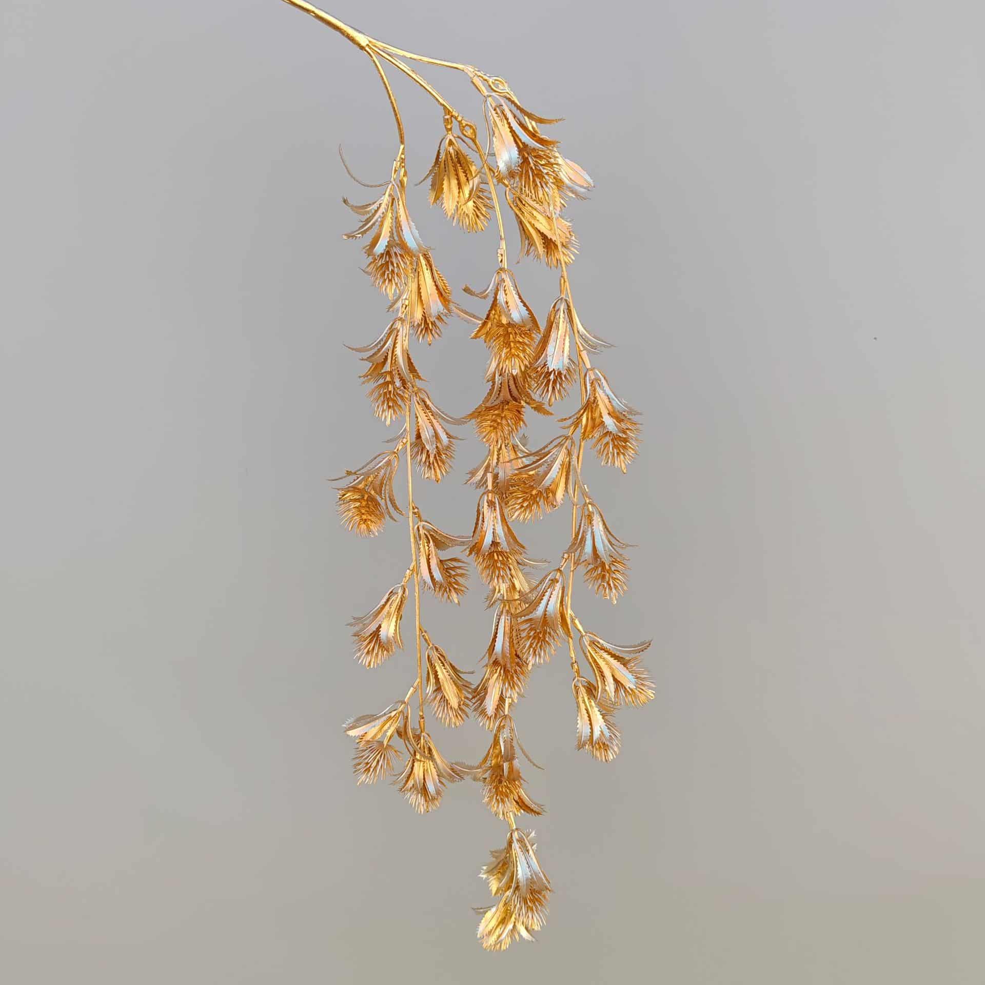 Gold artificial flower arrangement gold leaves gold color faux flower 