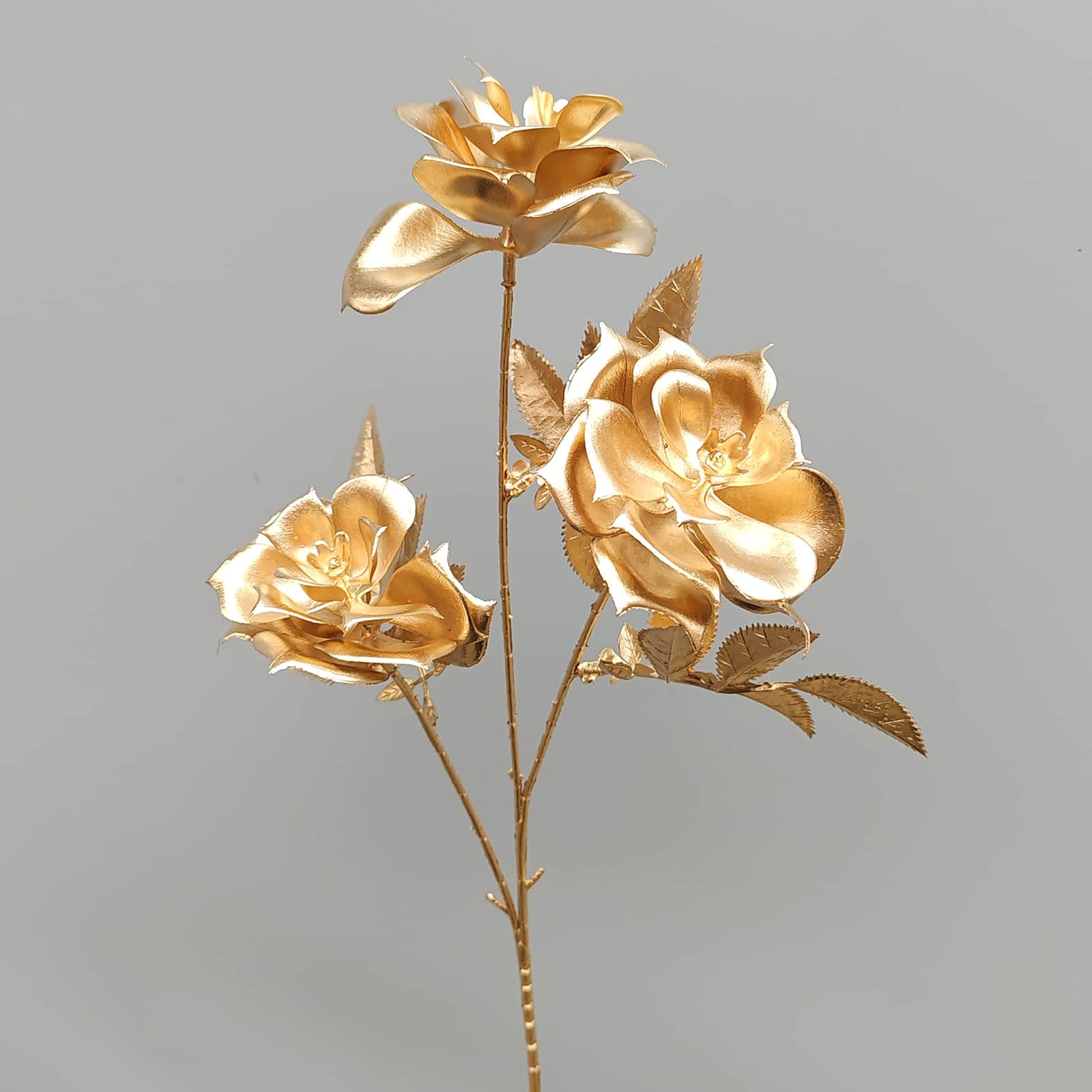 Gold artificial flower arrangement gold leaves gold color faux flower 