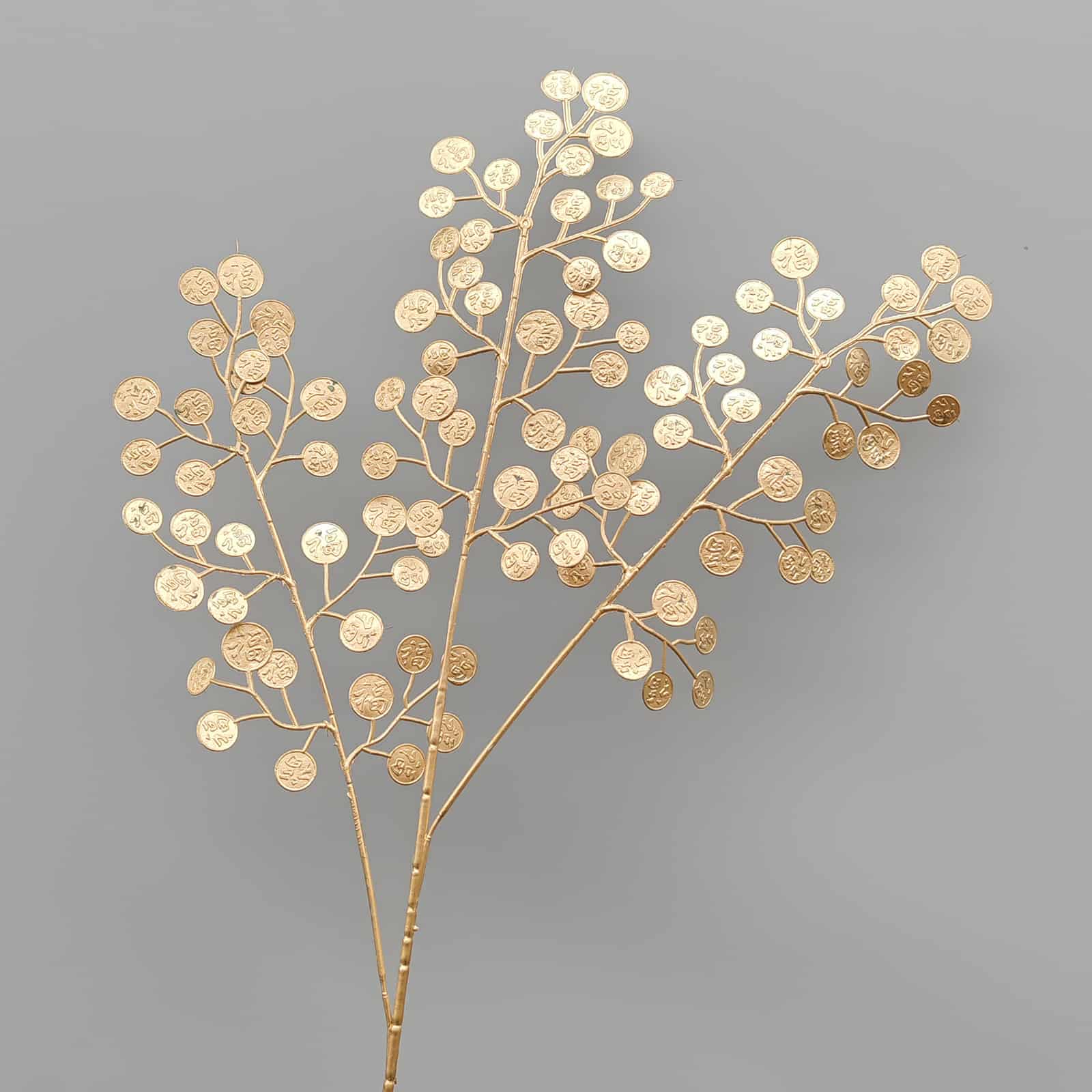 Gold artificial flower arrangement gold leaves gold color faux flower 