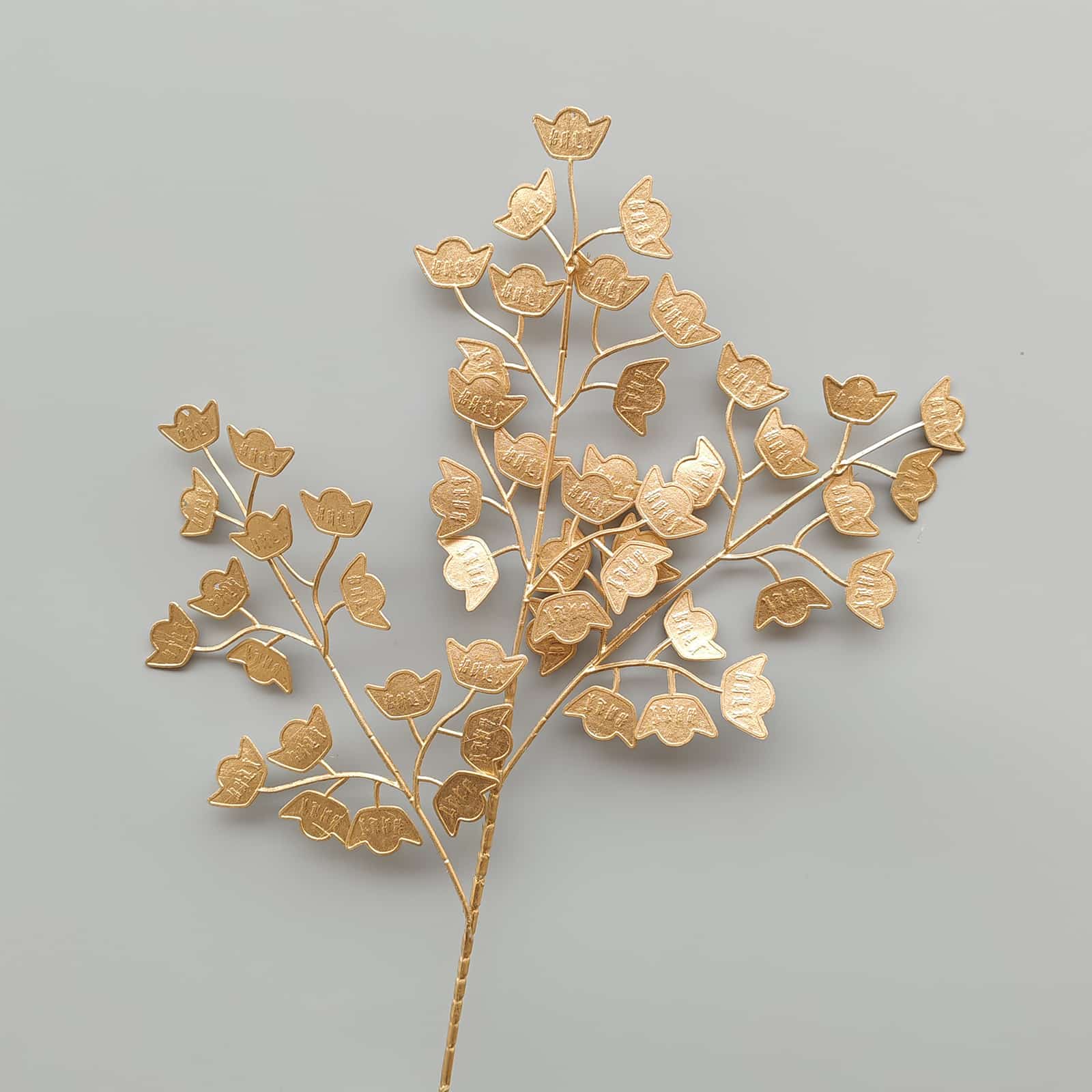 Gold artificial flower arrangement gold leaves gold color faux flower 