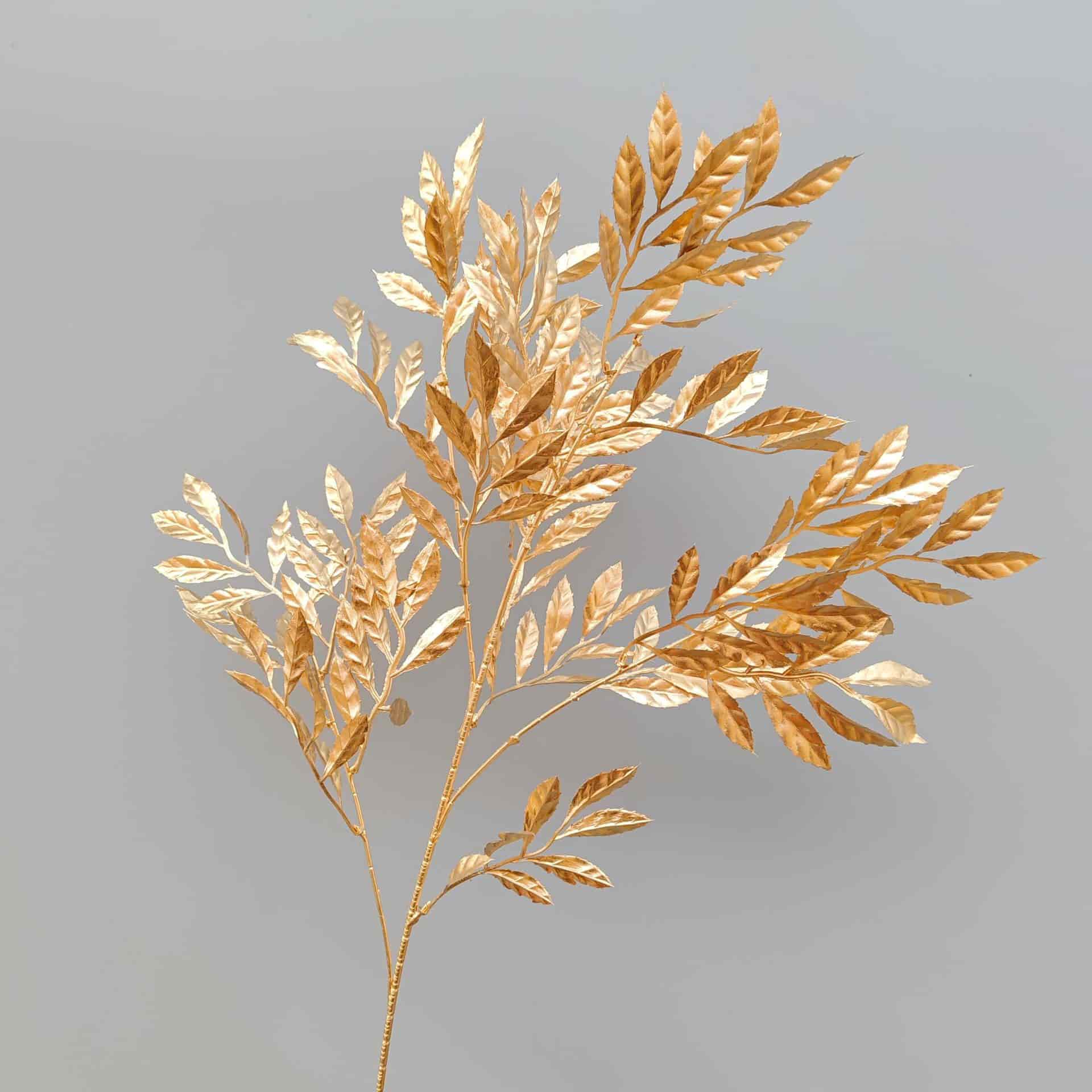 Gold artificial flower arrangement gold leaves gold color faux flower 