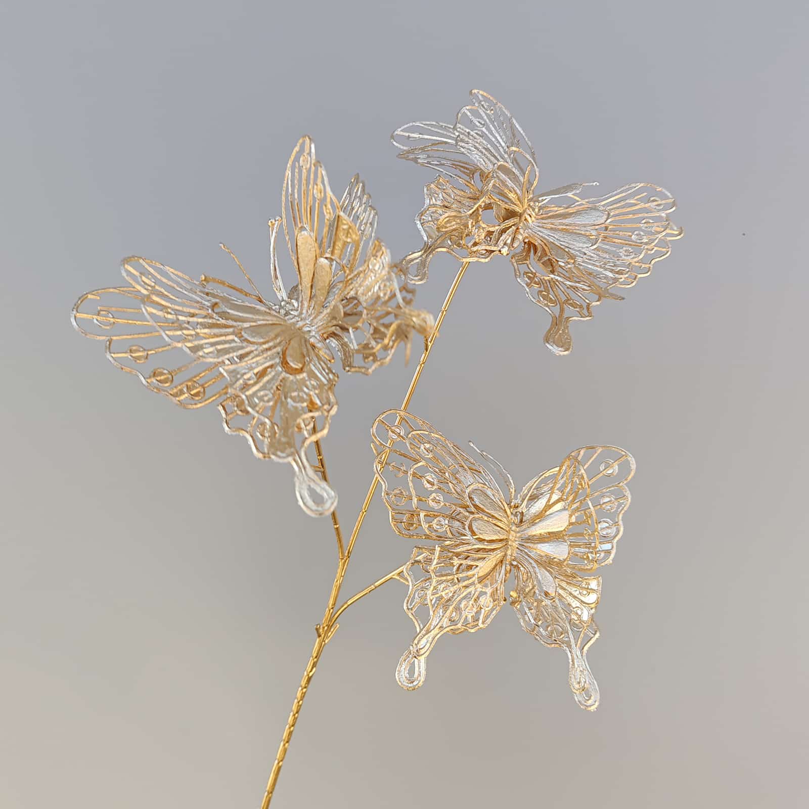 Gold artificial flower arrangement gold leaves gold color faux flower 