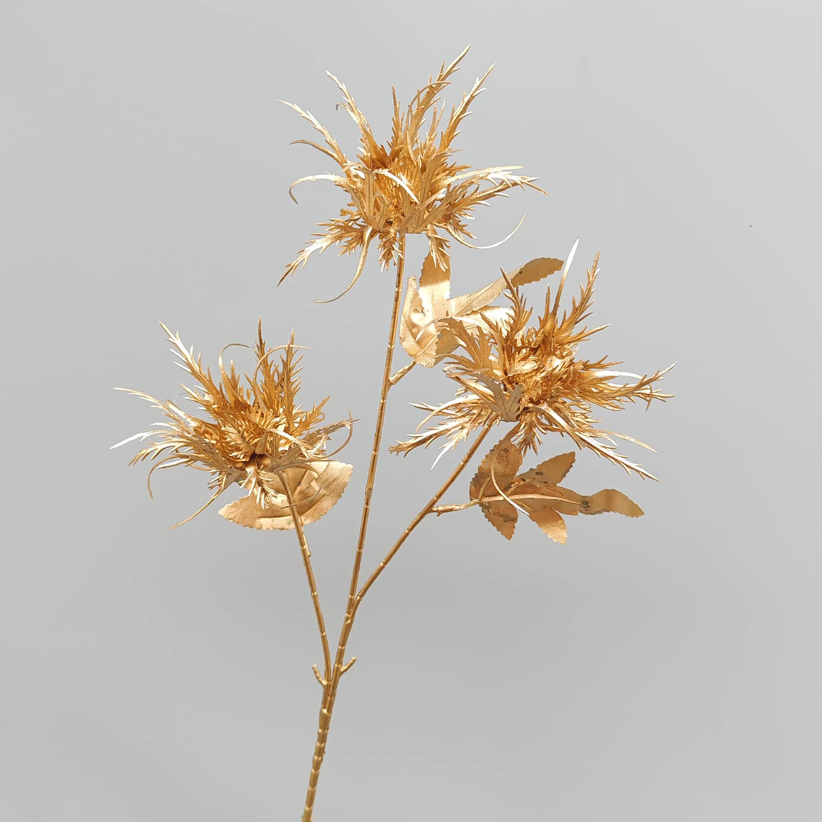 Gold artificial flower arrangement gold leaves gold color faux flower 