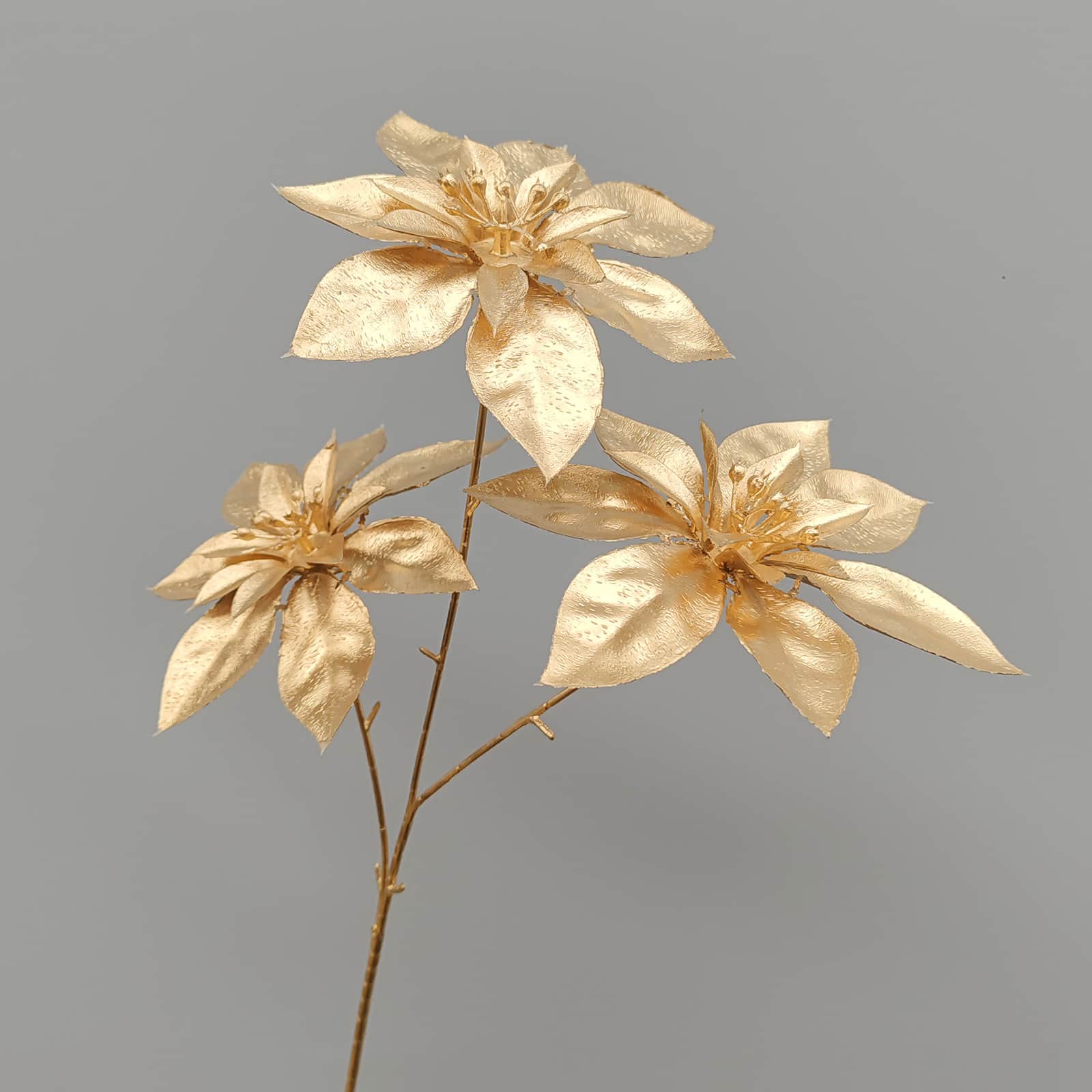 Gold artificial flower arrangement gold leaves gold color faux flower 