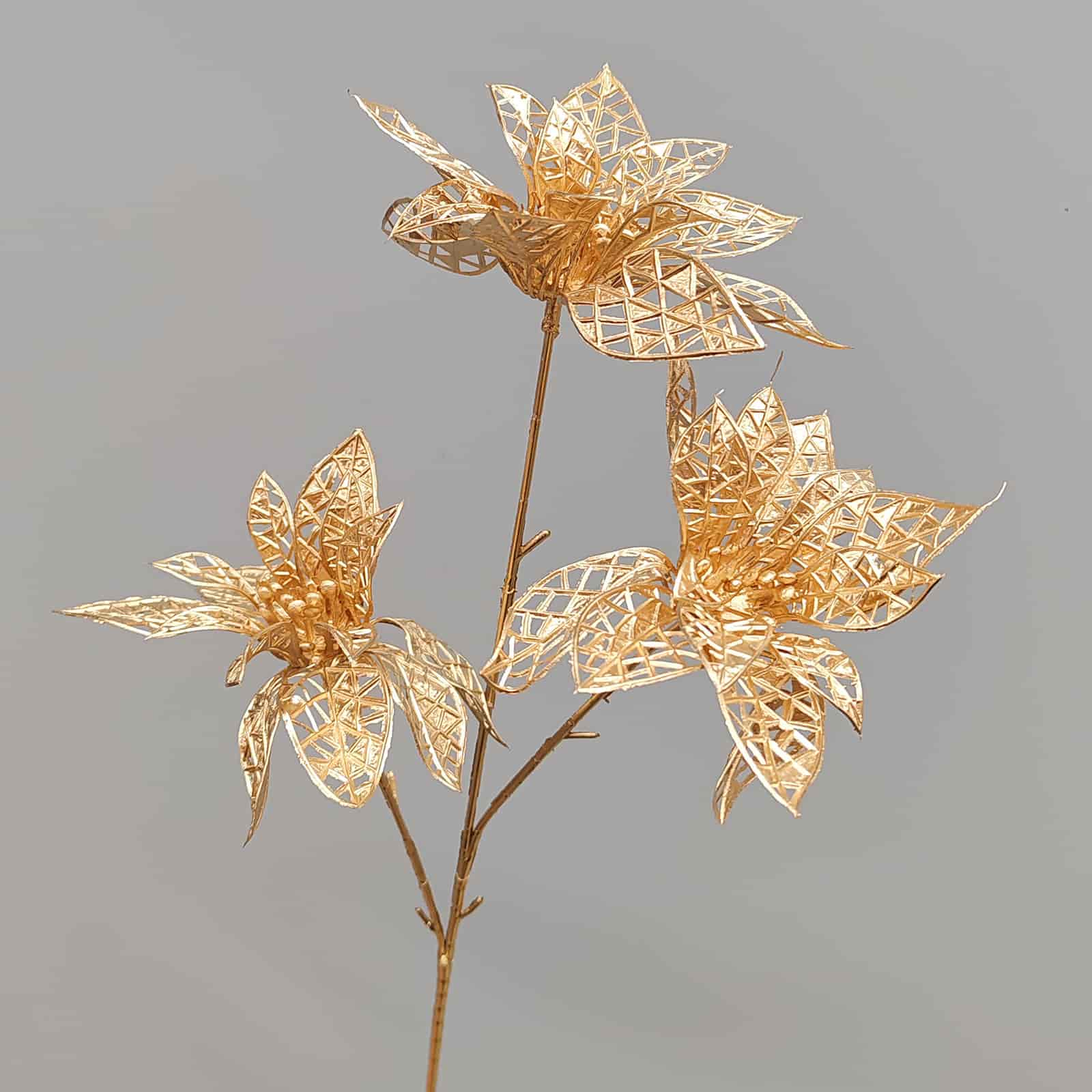 Gold artificial flower arrangement gold leaves gold color faux flower 