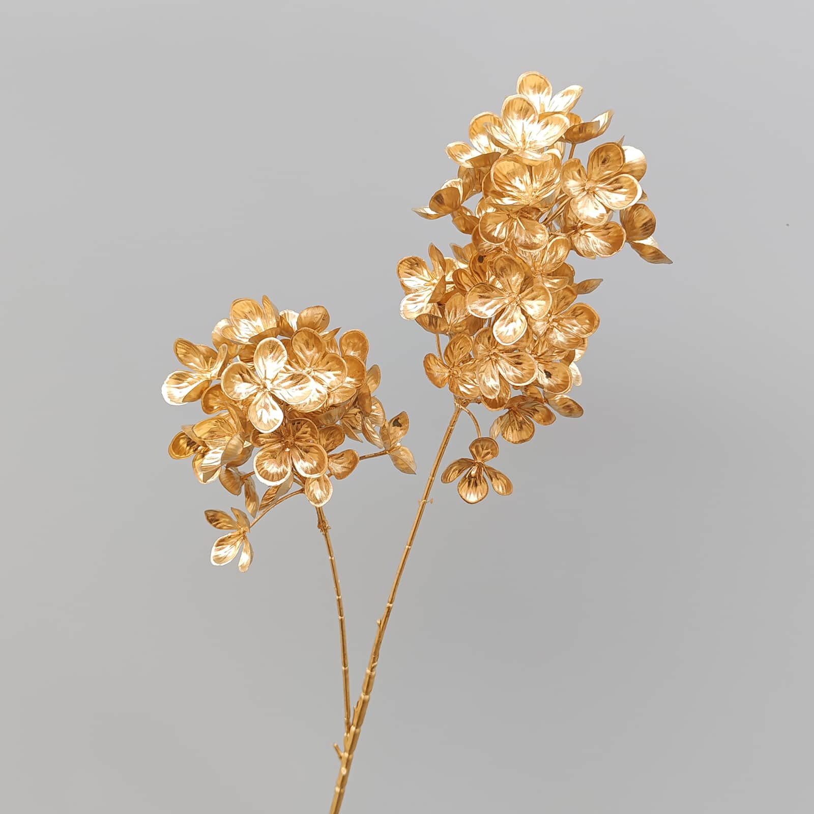 Gold artificial flower arrangement gold leaves gold color faux flower 