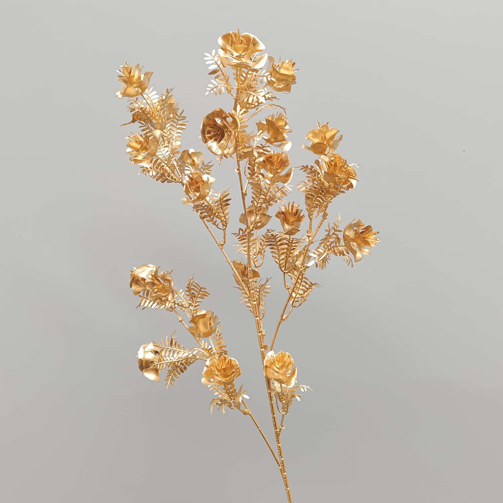 Gold artificial flower arrangement gold leaves gold color faux flower 