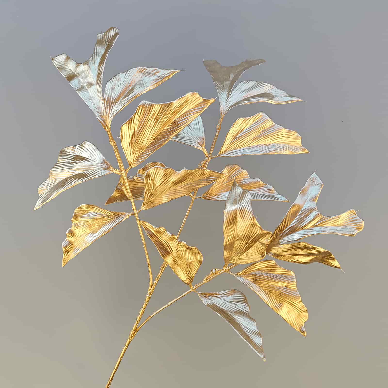 Gold artificial flower arrangement gold leaves gold color faux flower 