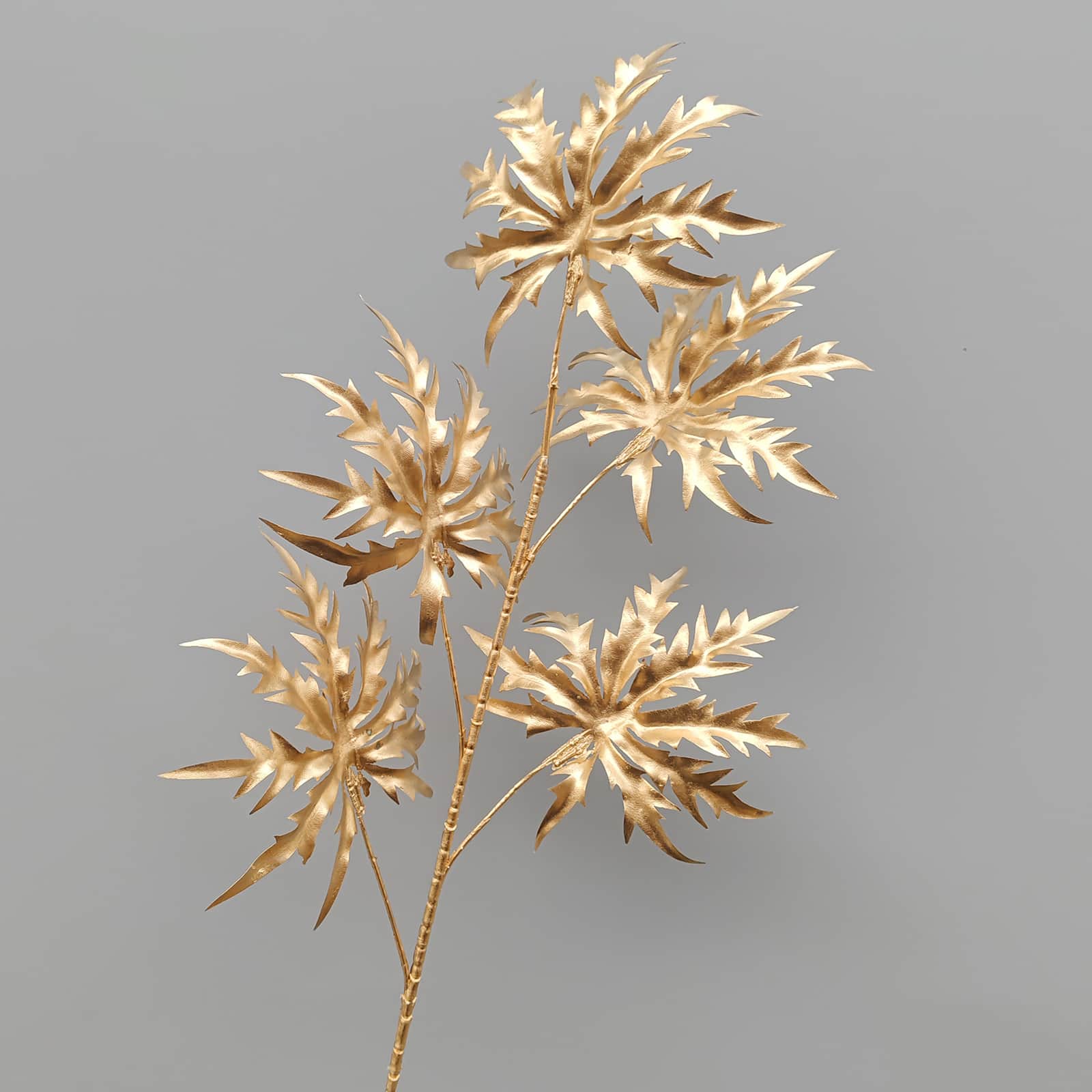 Gold artificial flower arrangement gold leaves gold color faux flower 