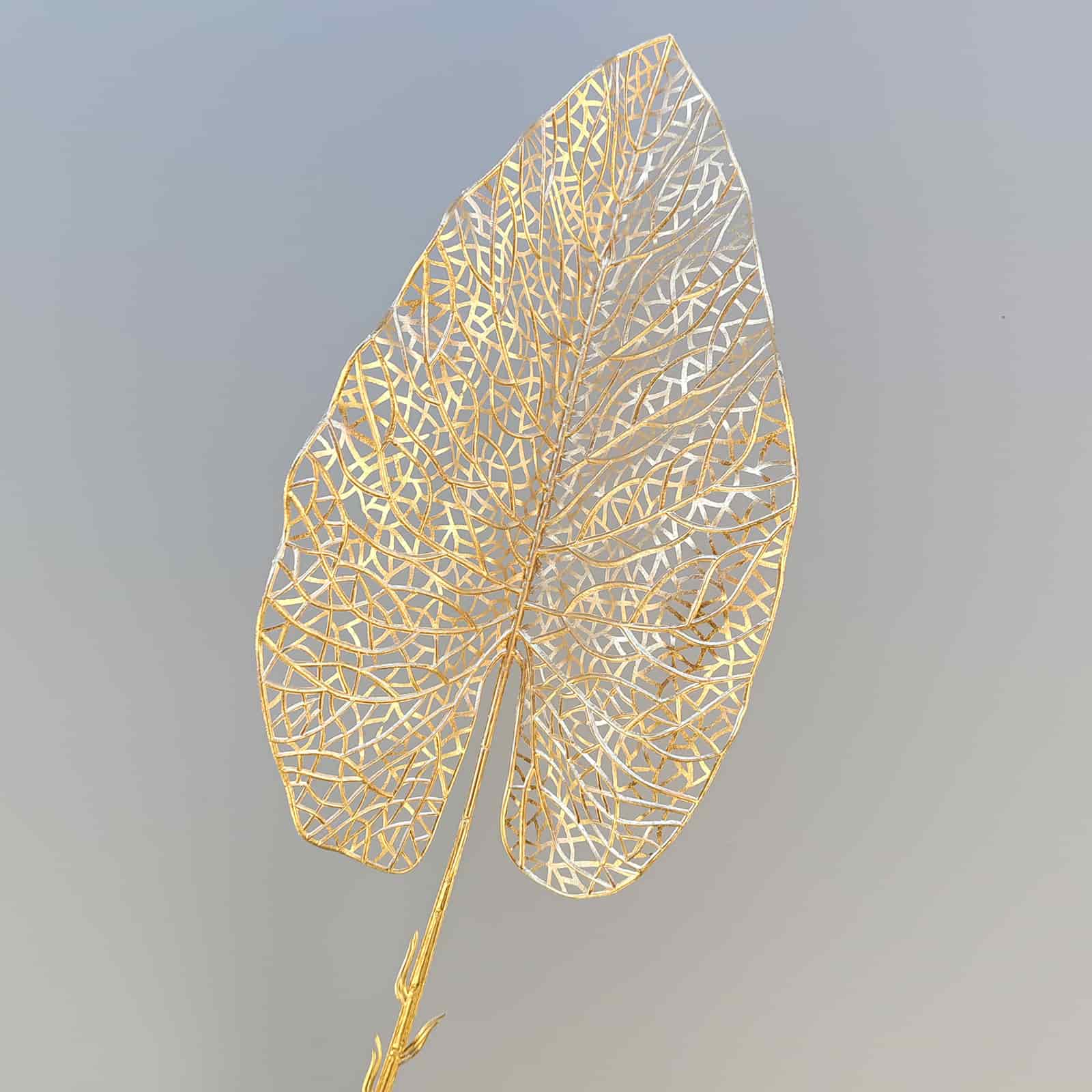 Gold artificial flower arrangement gold leaves gold color faux flower 