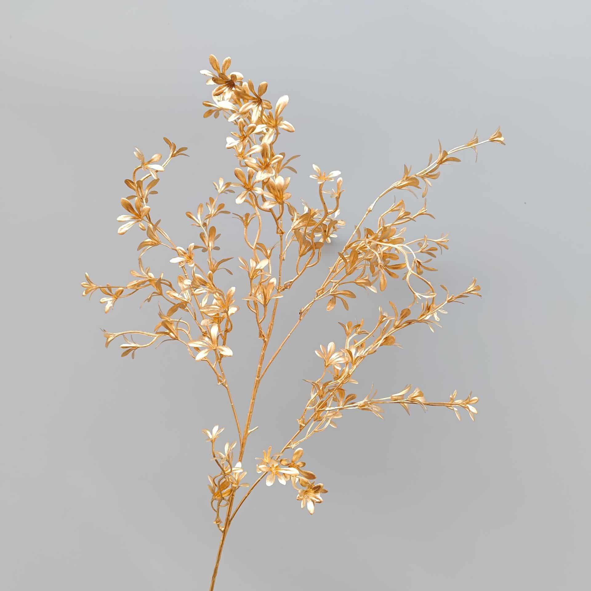 Gold artificial flower arrangement gold leaves gold color faux flower 