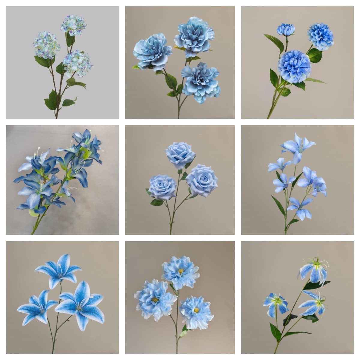 Blue artificial flowers wedding flowers arrangement