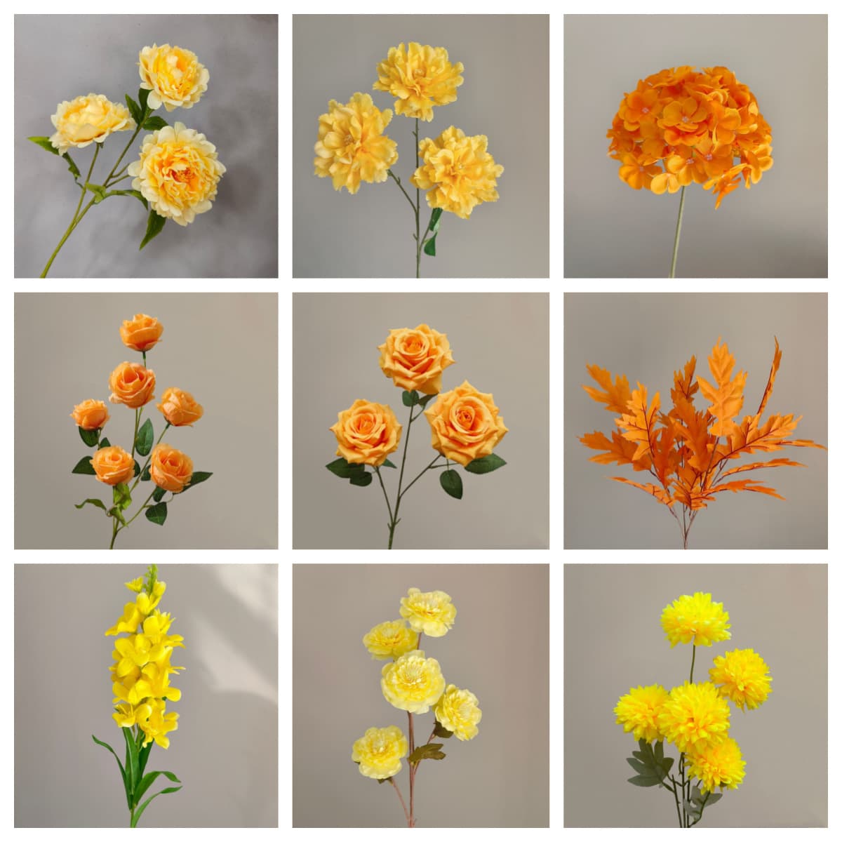 Yellow orange artificial flowers wedding flowers faux yellow flowers 