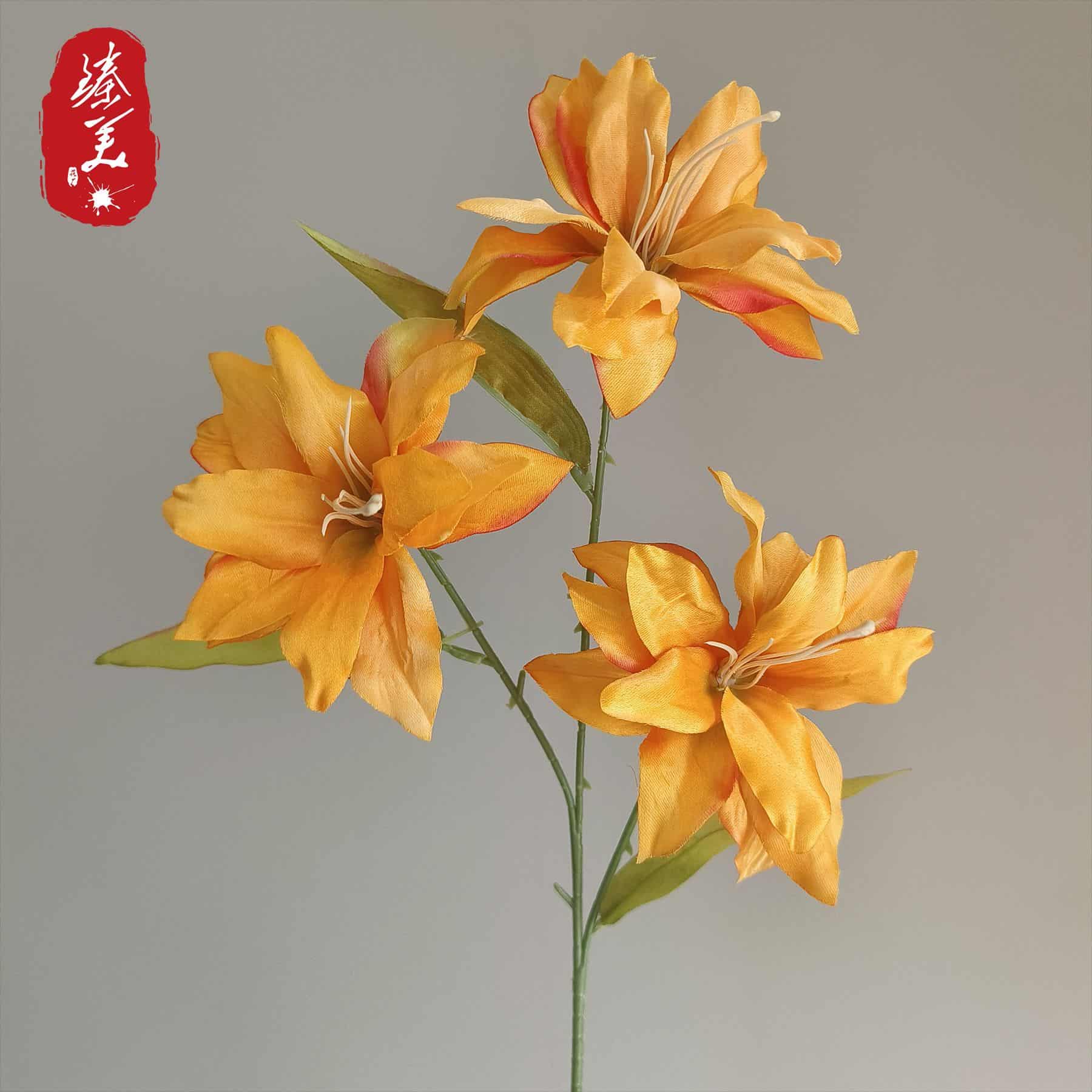 Yellow orange artificial flowers wedding flowers faux yellow flowers 